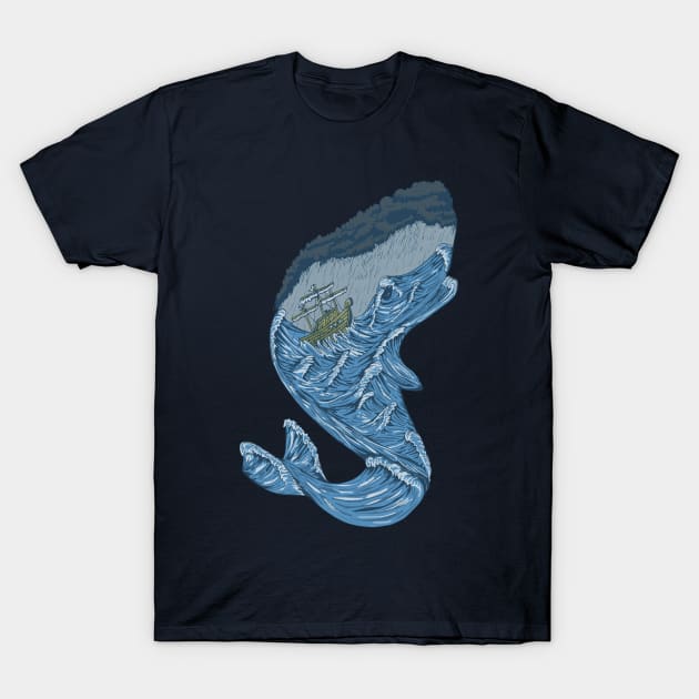 The Whale and the Rough Seas T-Shirt by felipeoferreira